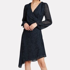 INTERMIX Navy Patterned Long Sleeve Dress